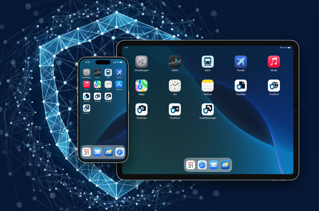 Smartphone und Tablet mit den Trust Apps