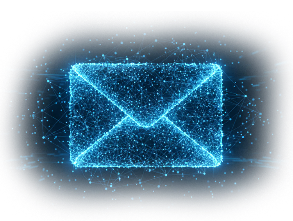 Briefumschlag aus blauen Datenströmen