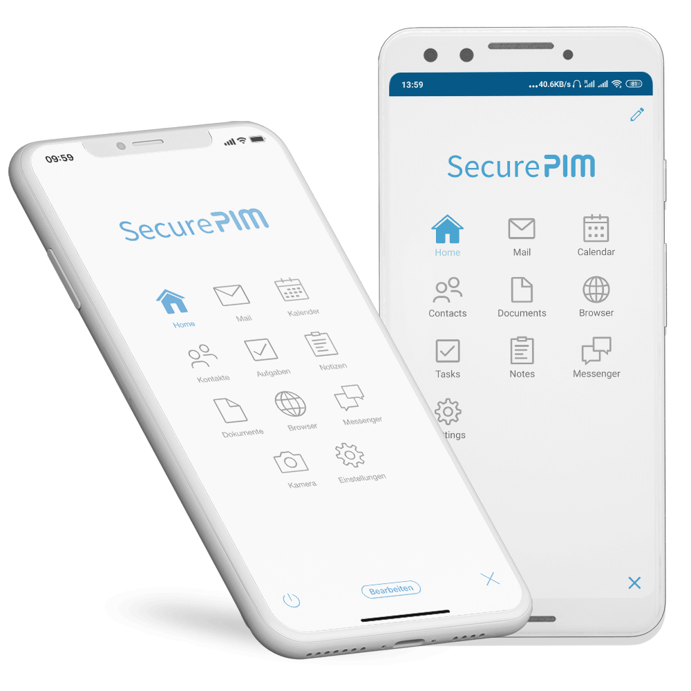 iPhone Mail Inbox SecurePIM Mail Module Inbox with Swipe Menu