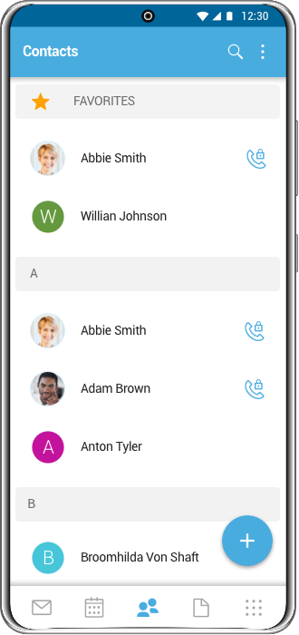 SecurePIM contacts