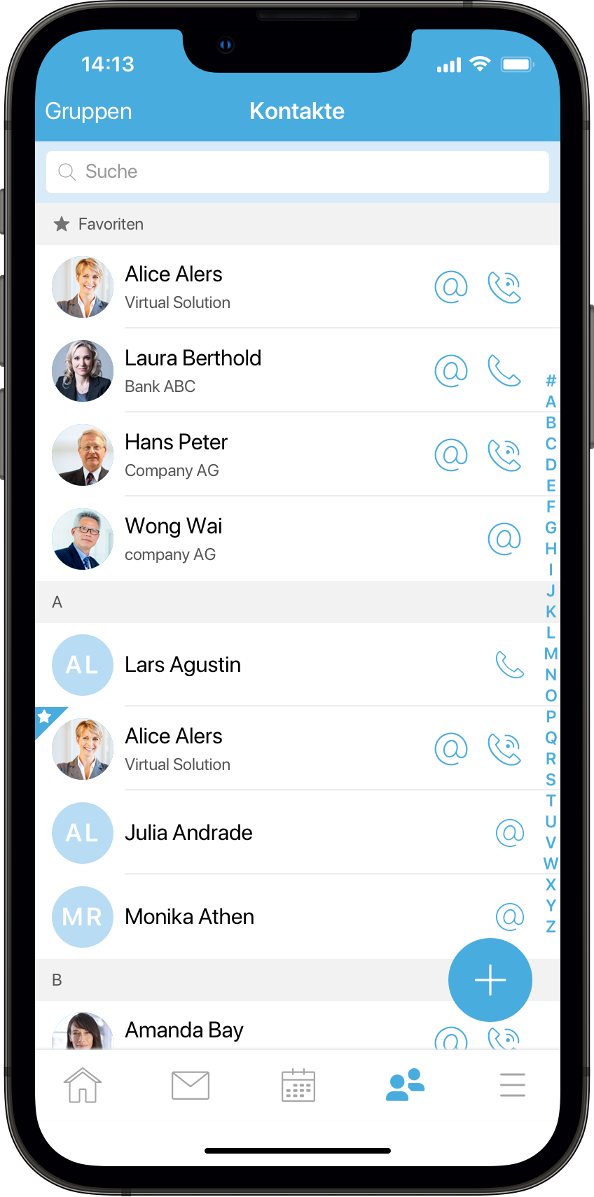 SecurePIM contacts