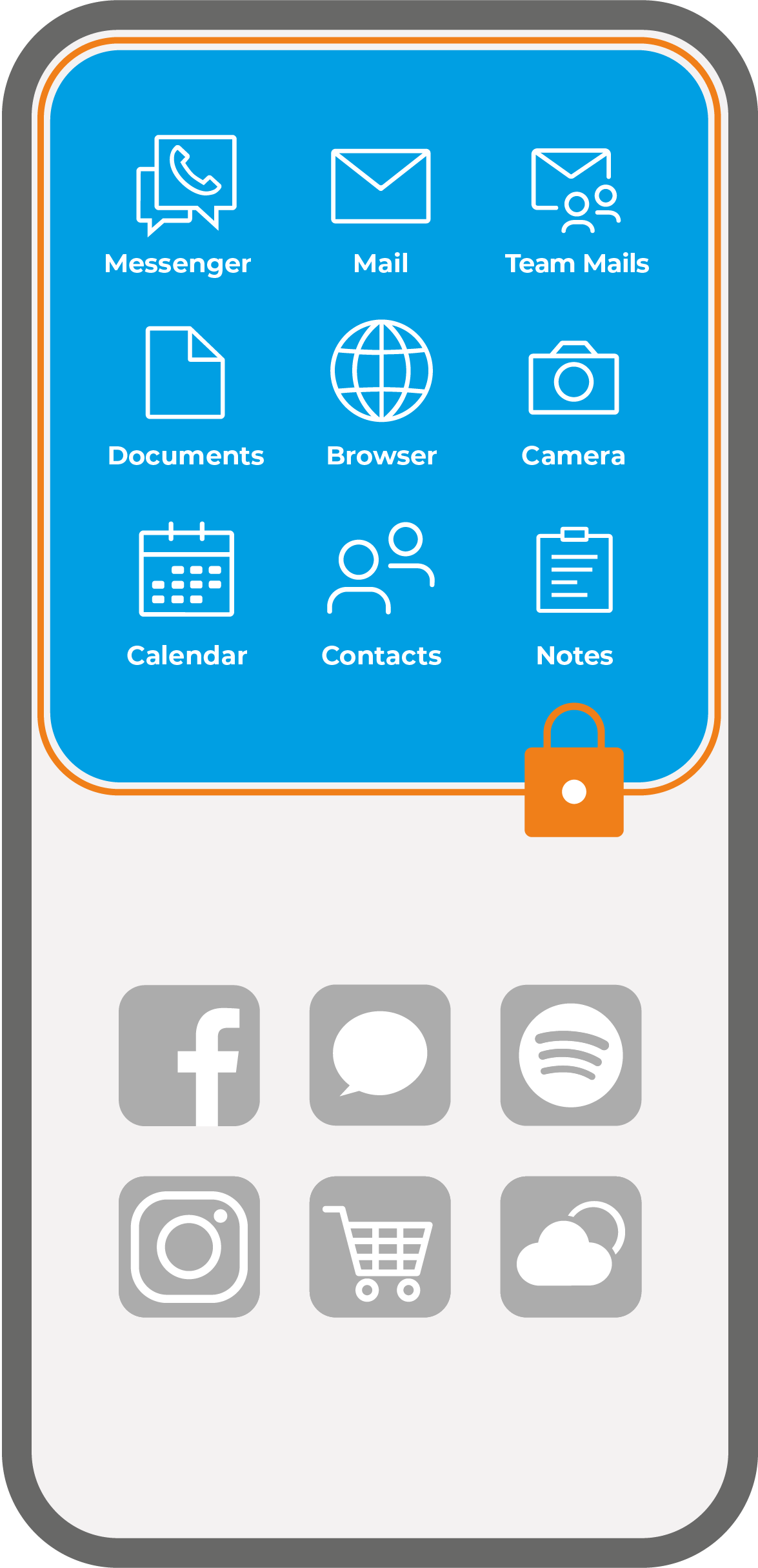 P-22.0178_Handygrafik_SPIM Simple_Geschäftlich_Privat__en_12.22 SecurePIM for iOS and Android