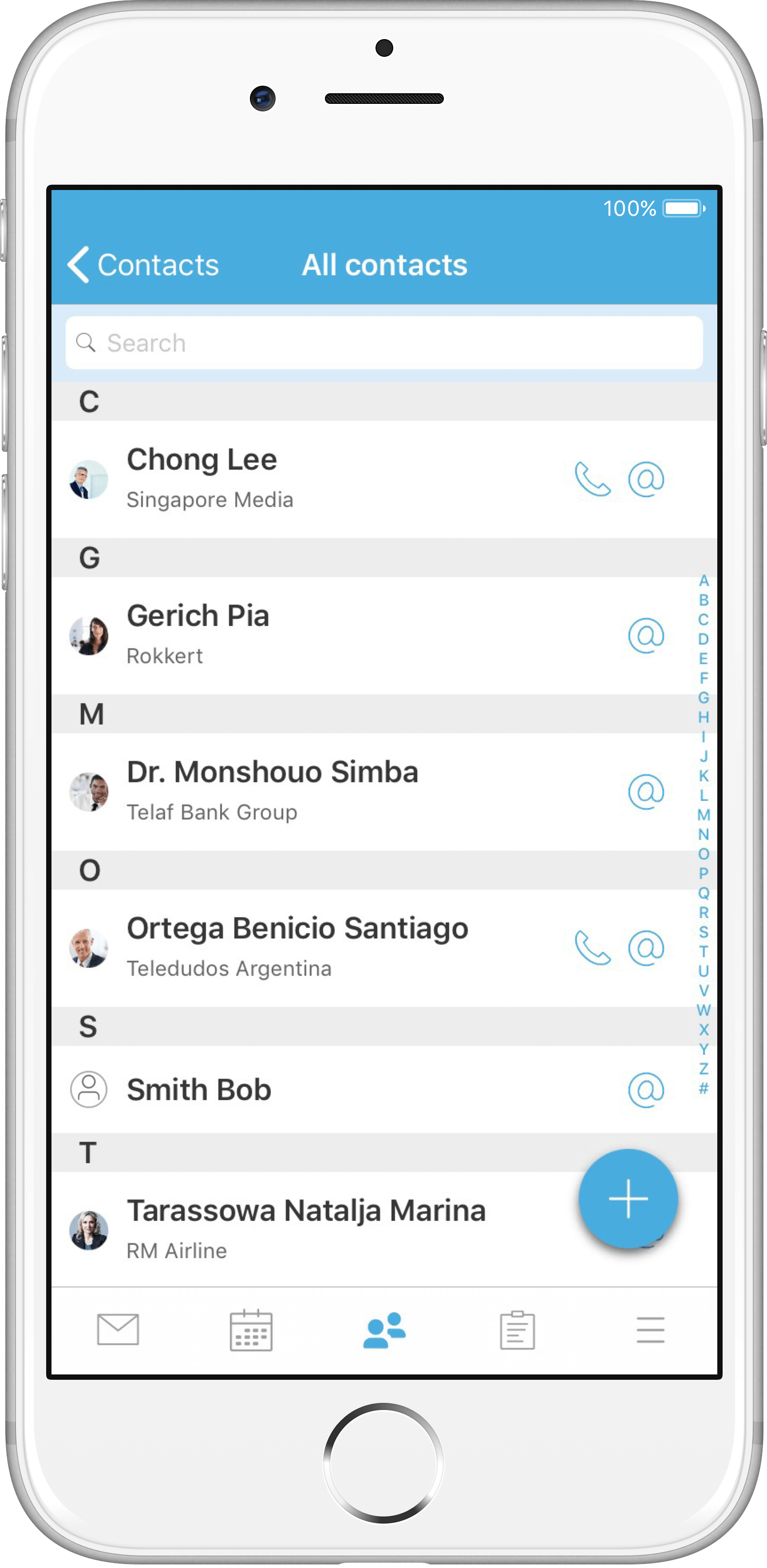 Easily create new contacts via the floating button