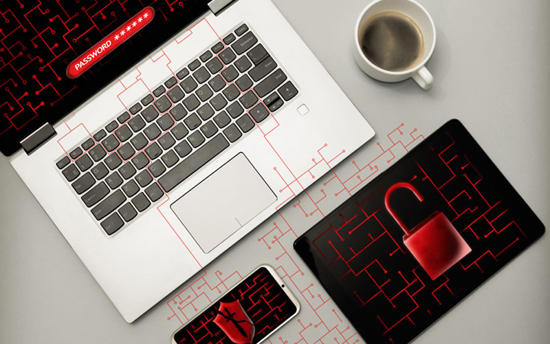 Laptop mit visualisierten Datenschlössern