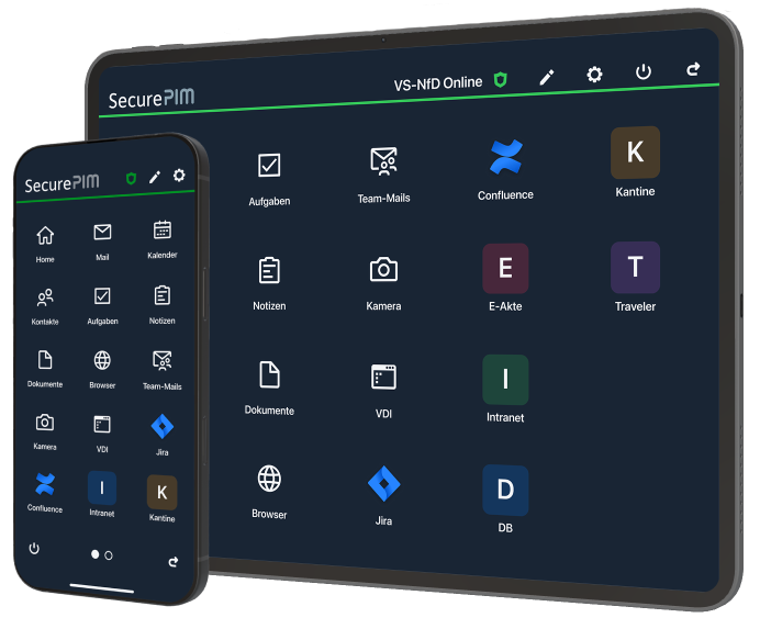 Smartphone und Tablet mit SecurePIM