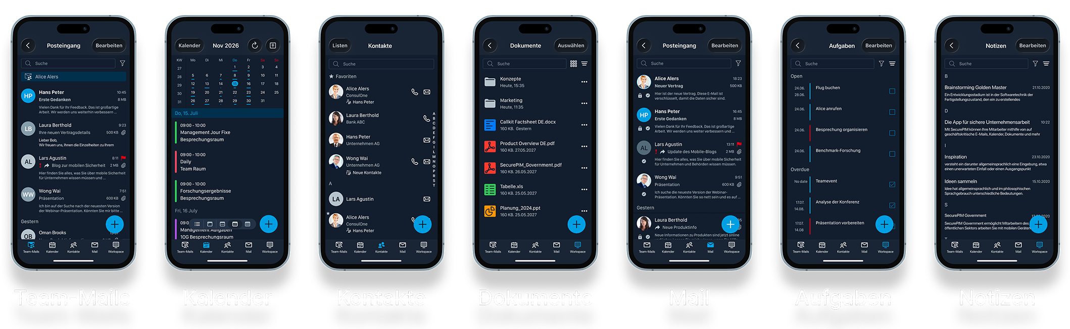Smartphones mit WorkSPACE Anwendungen