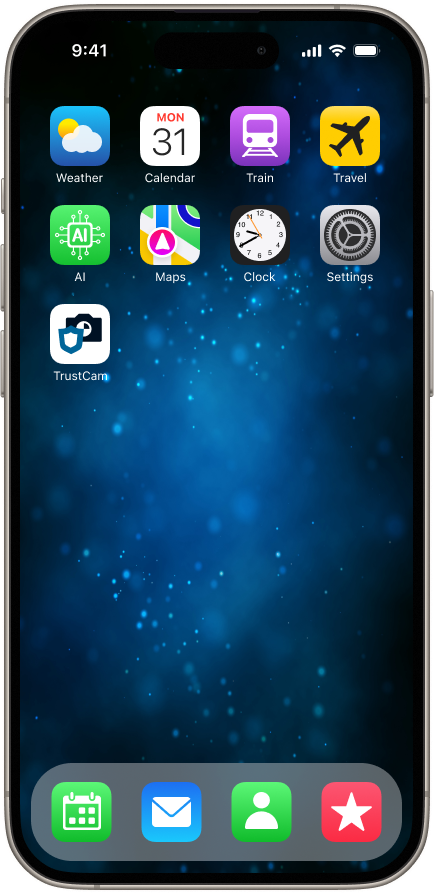 Abbildung eines iPhones mit der SecurePIM Trust App