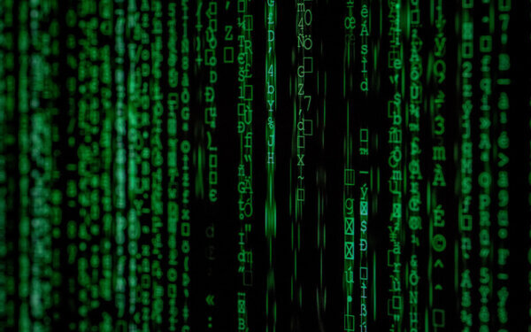 Viele Zahlen und Buchstaben in grün