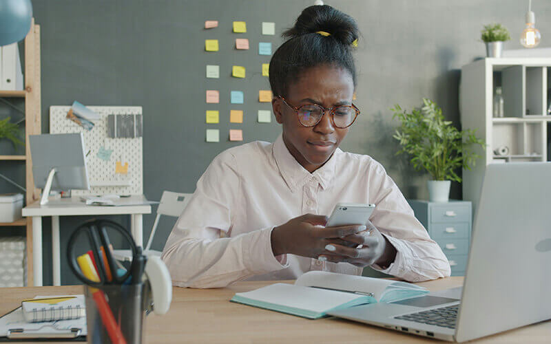 Woman working at a desk